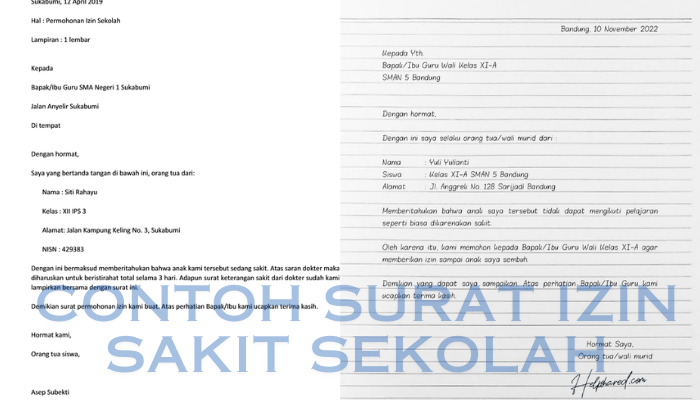 Contoh Surat Izin Sakit Sekolah! Wajib Kamu Baca!