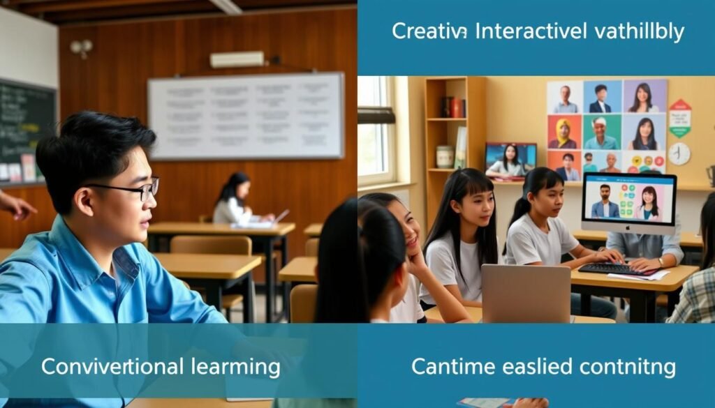 Perbandingan pembelajaran konvensional vs platform belajar daring kreatif Perbandingan pembelajaran konvensional vs platform belajar daring kreatif