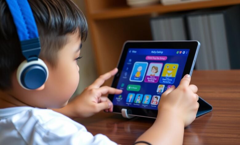 Siswa menggunakan platform belajar daring kreatif dengan tampilan interaktif