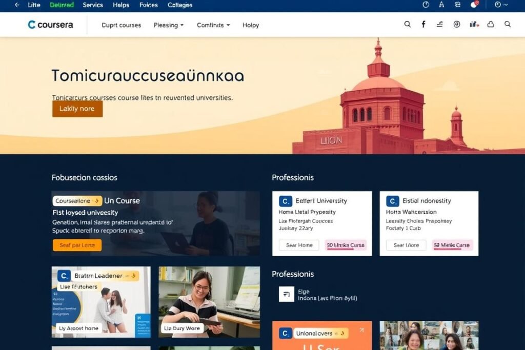 Tampilan Coursera dengan kursus dari universitas ternama Tampilan Coursera dengan kursus dari universitas ternama